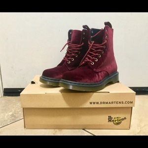 Dr Martens Velvet Cherry Red Boots